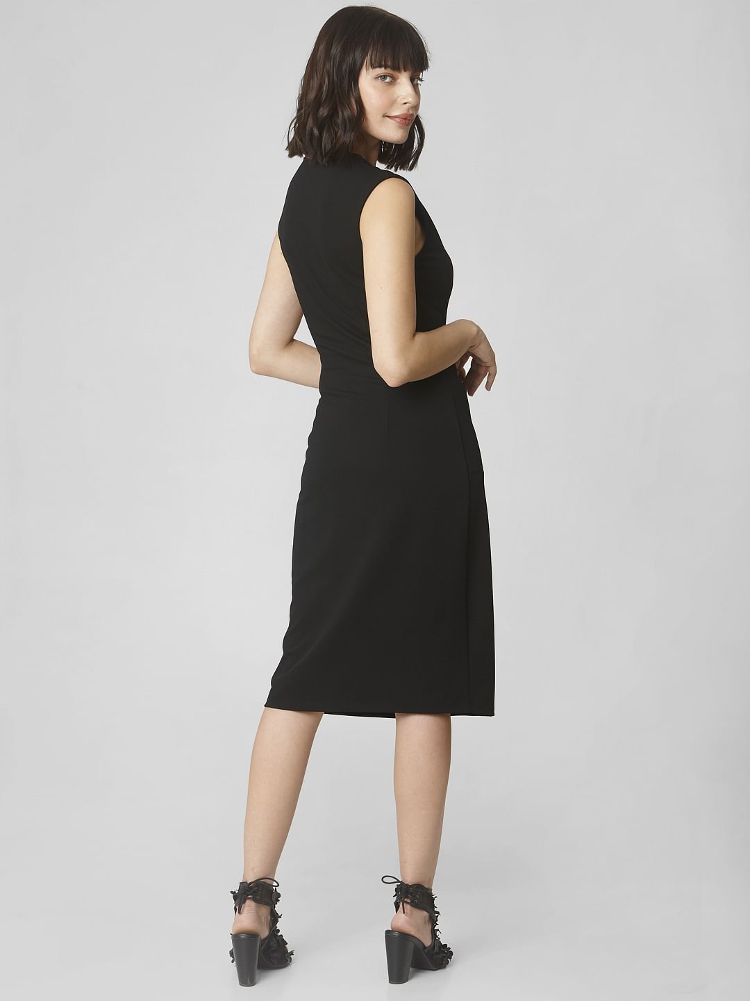 Black V Neck Bodycon Dress