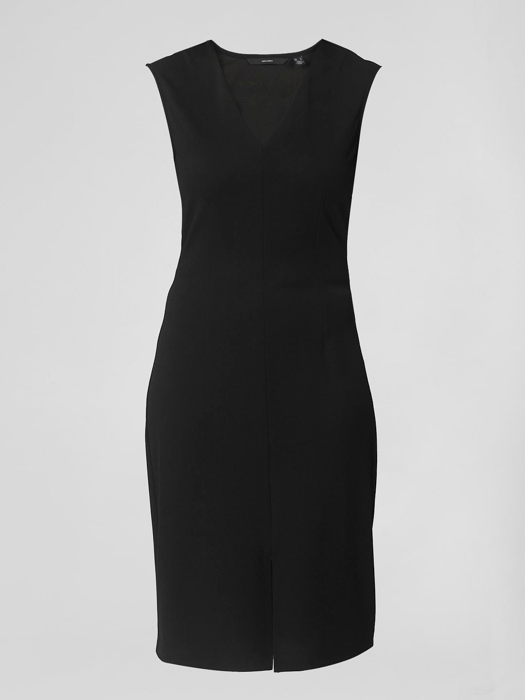 Black V Neck Bodycon Dress