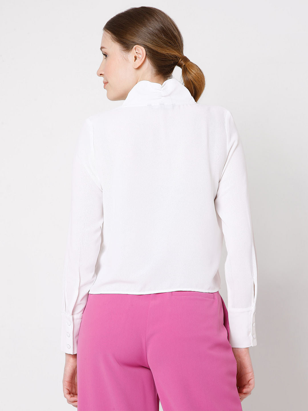 White Button Detail Top