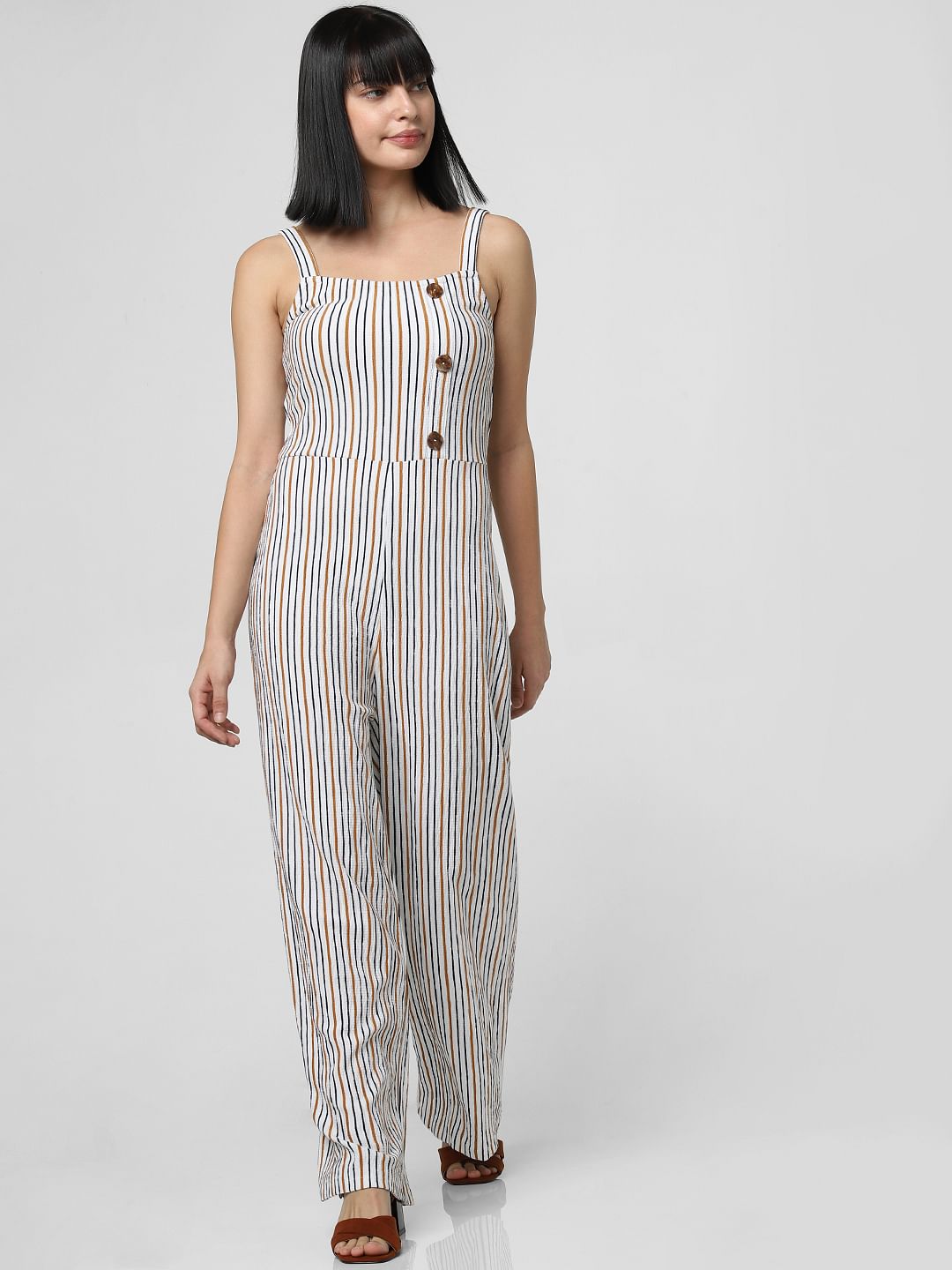 White Striped Jumpsuit