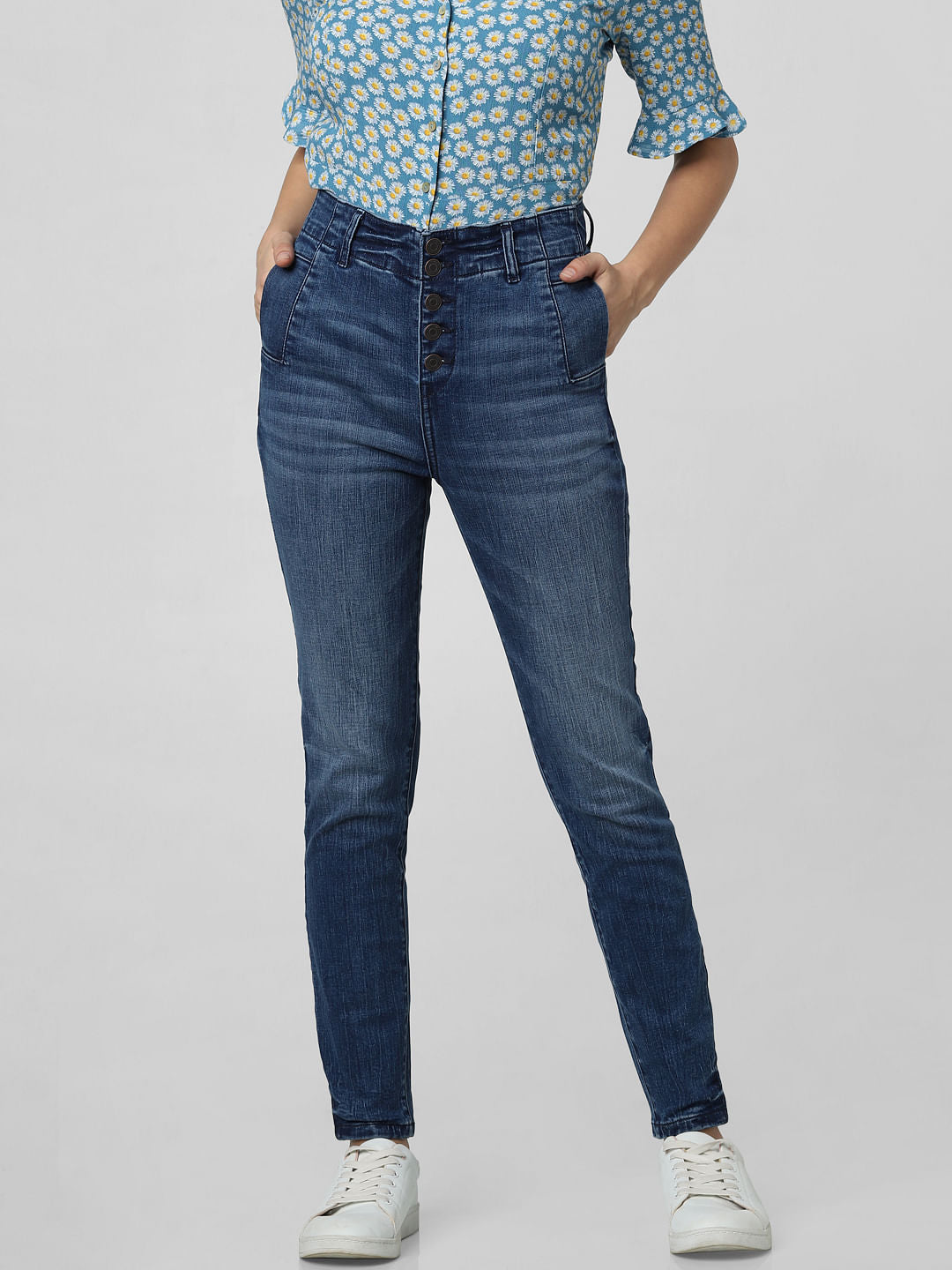 Blue High Rise Skinny Fit Jeans