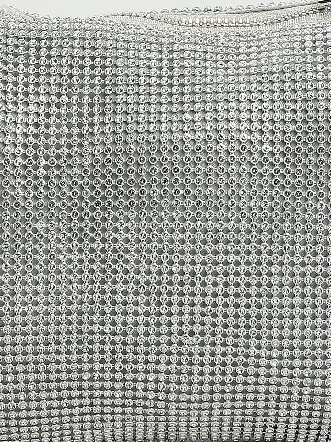 Silver Embellished Shoulder Bag