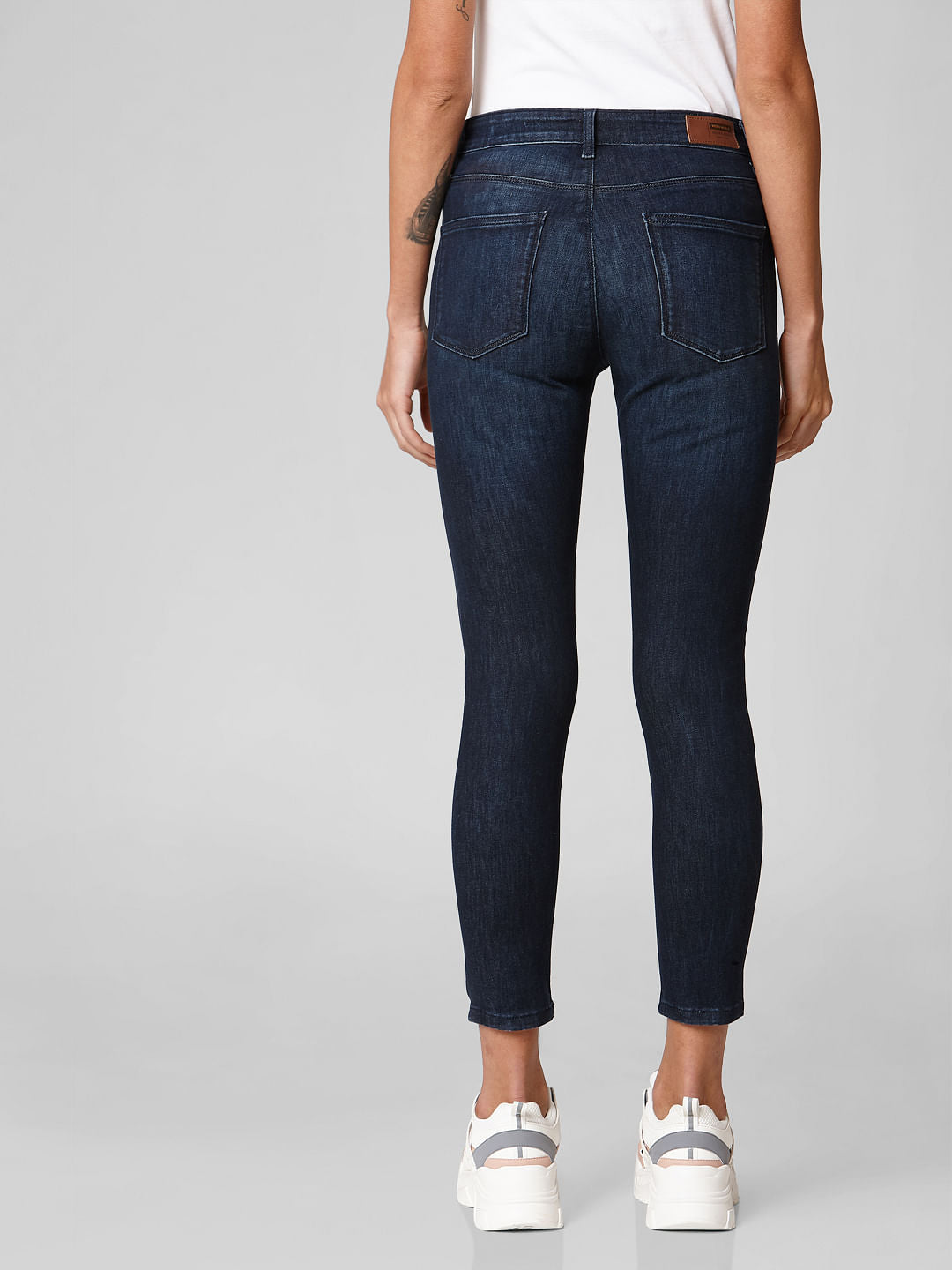 Blue Mid Rise Distressed Skinny Jeans