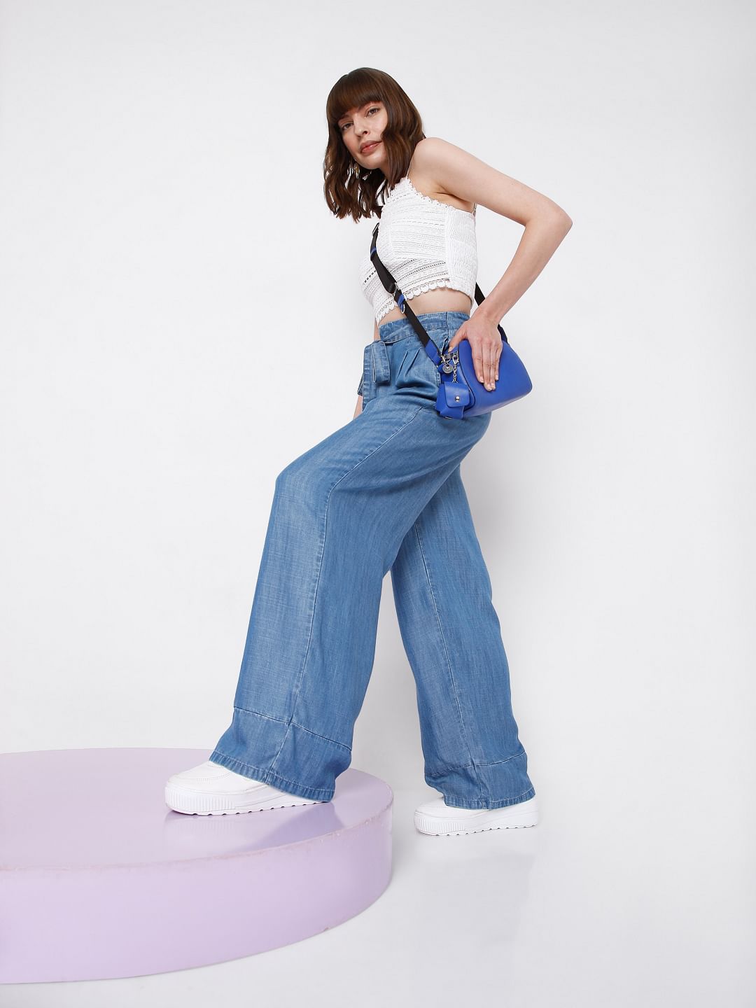 Blue High Rise Jade Straight Fit Jeans