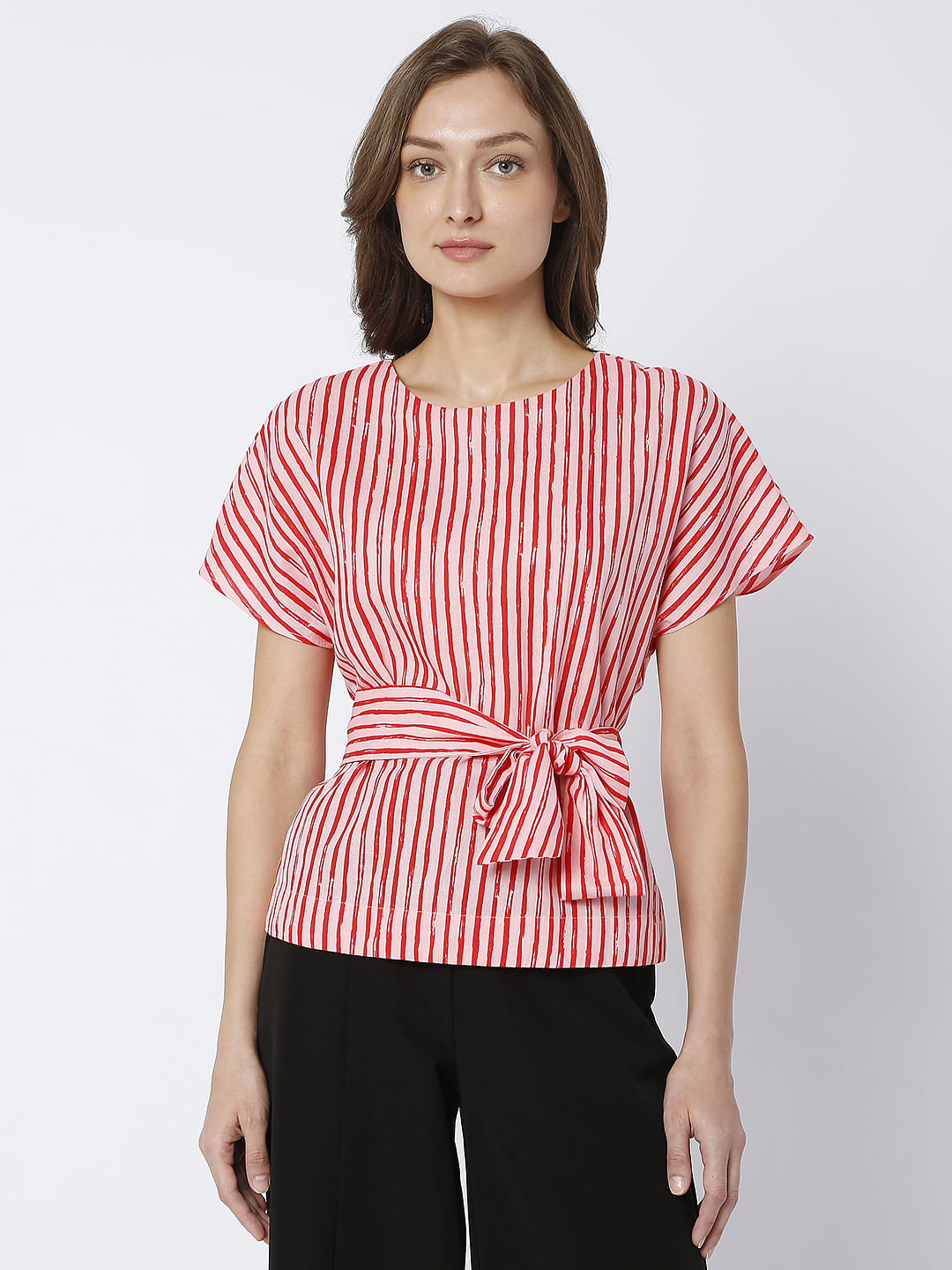 Pink Striped Linen Top