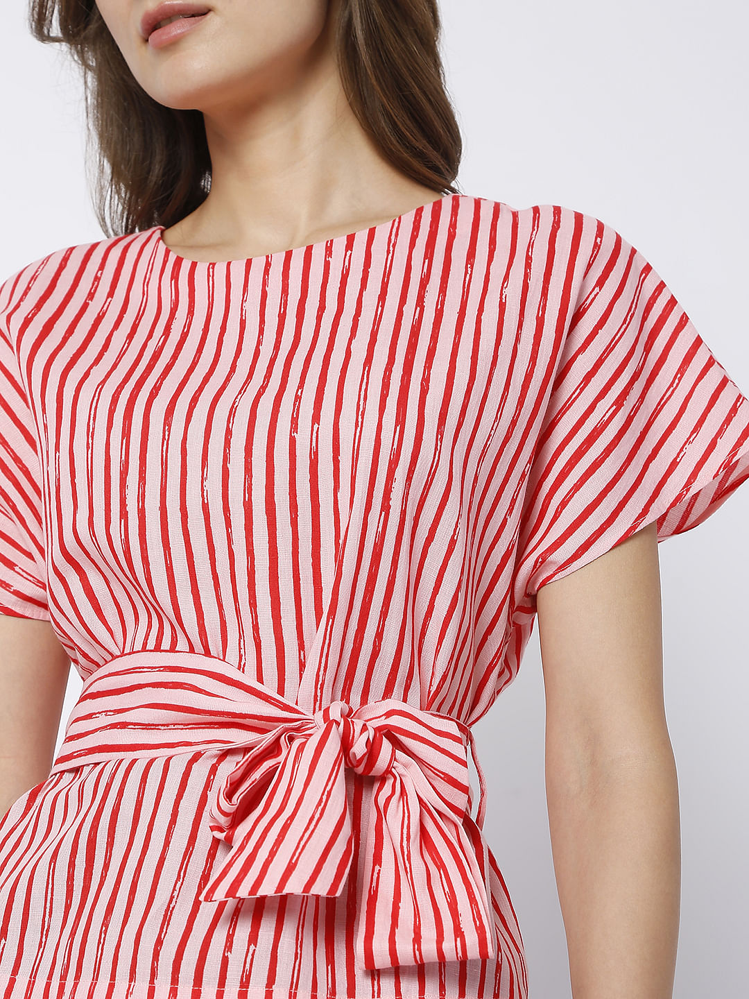 Pink Striped Linen Top