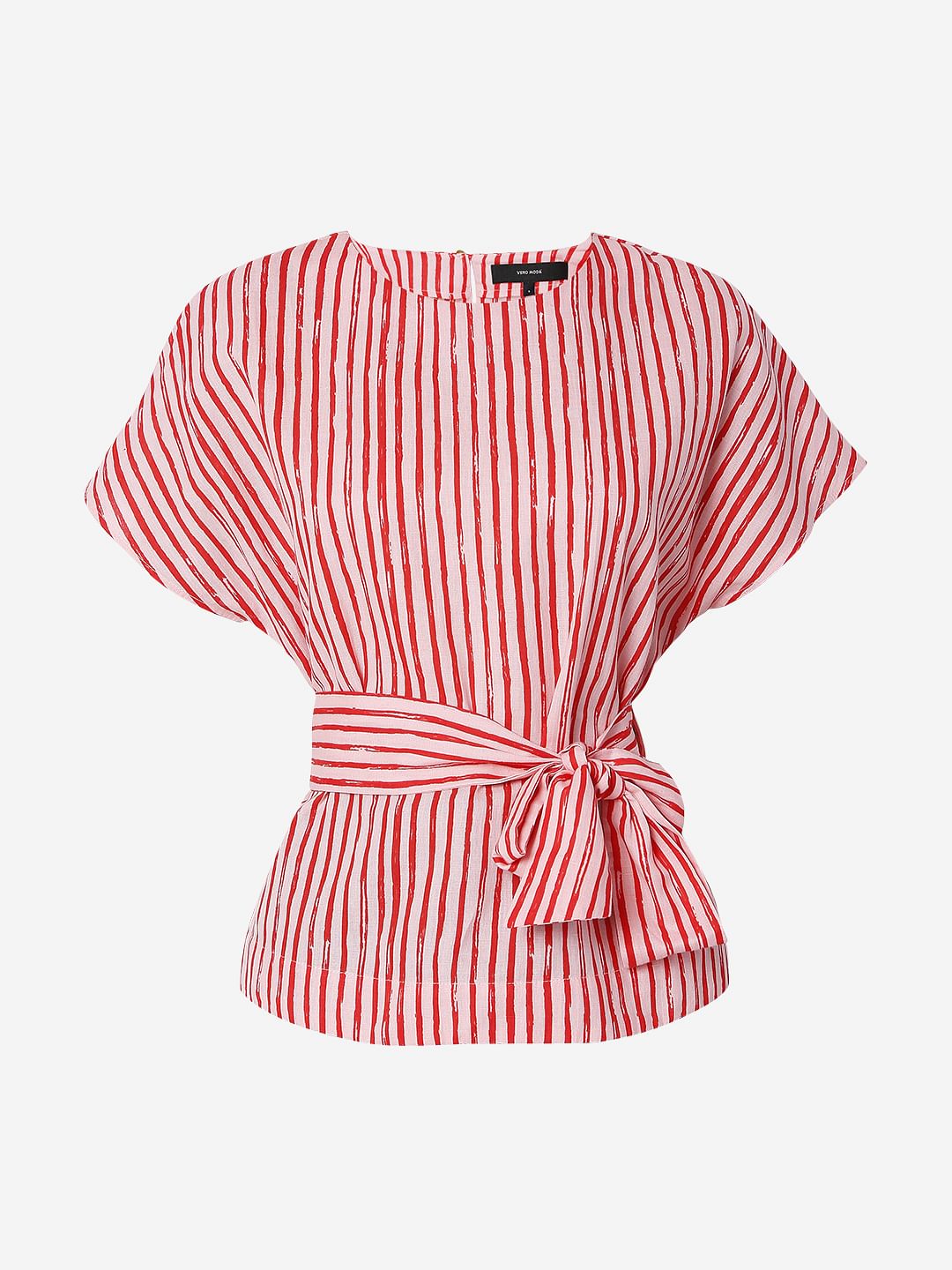 Pink Striped Linen Top