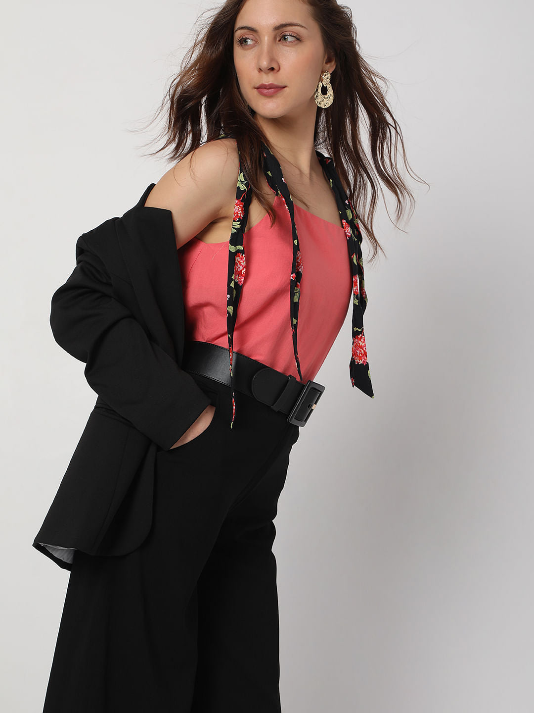 Pink Floral Strap Top