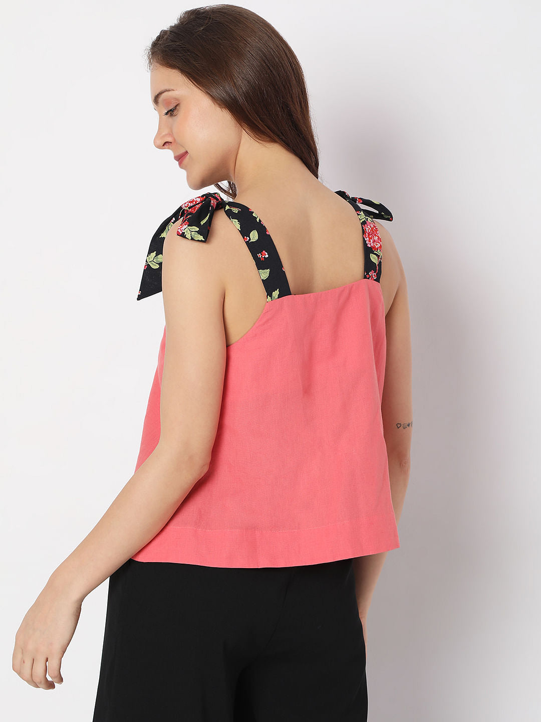 Pink Floral Strap Top