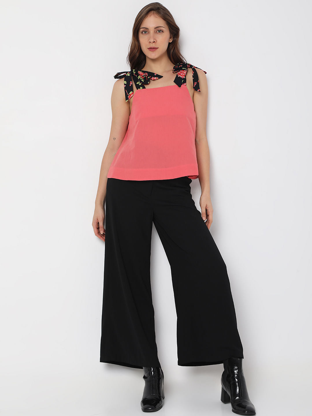 Pink Floral Strap Top