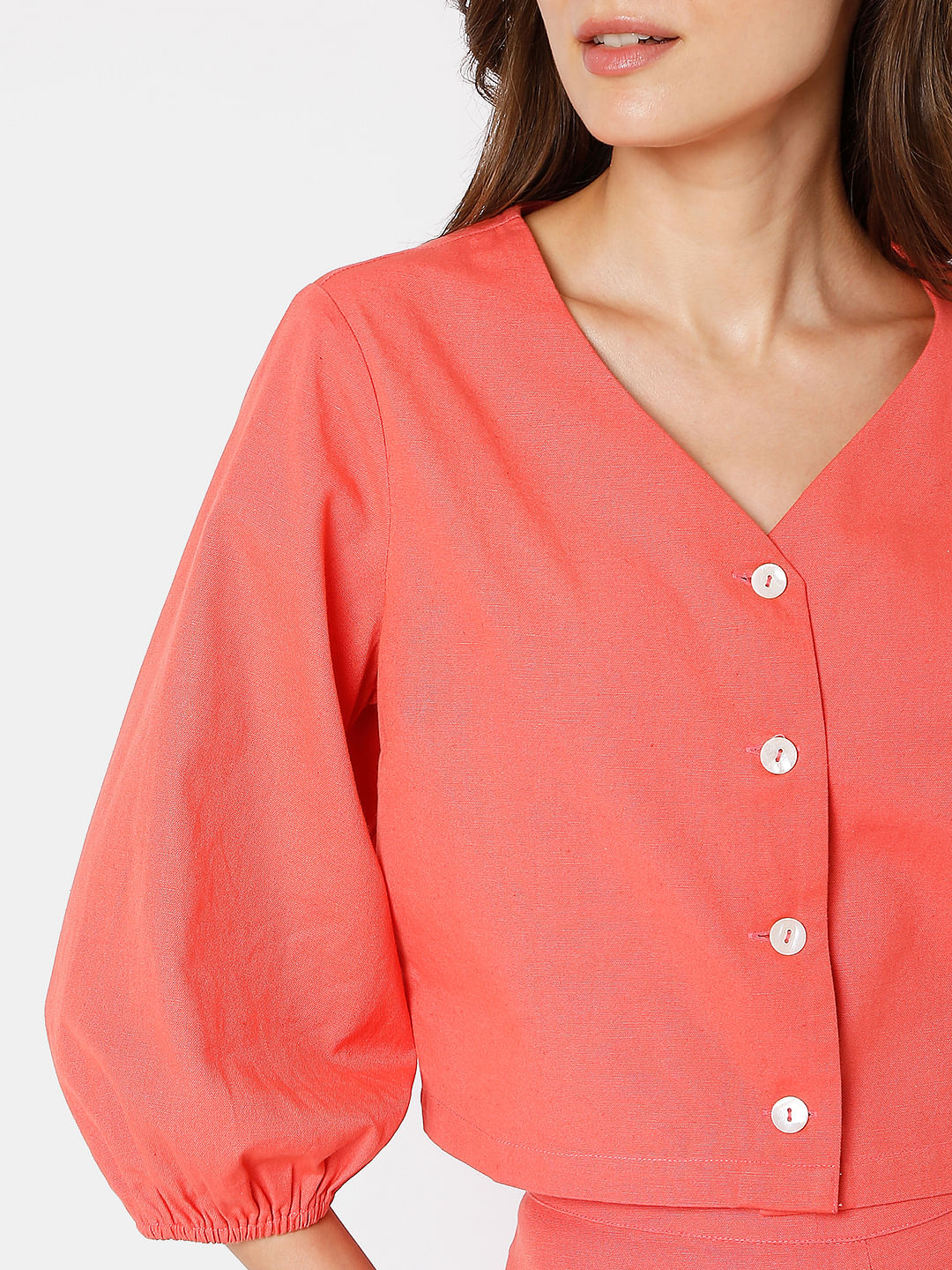 Pink Cropped Co-Ord Shirt