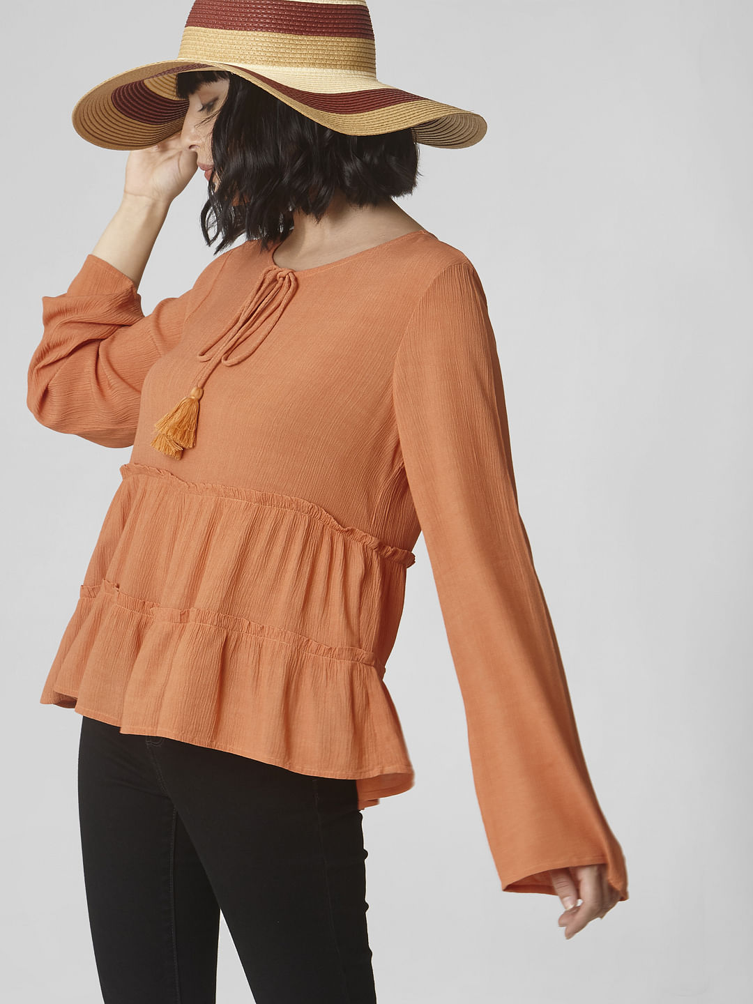 Light Orange Tiered Flared Top