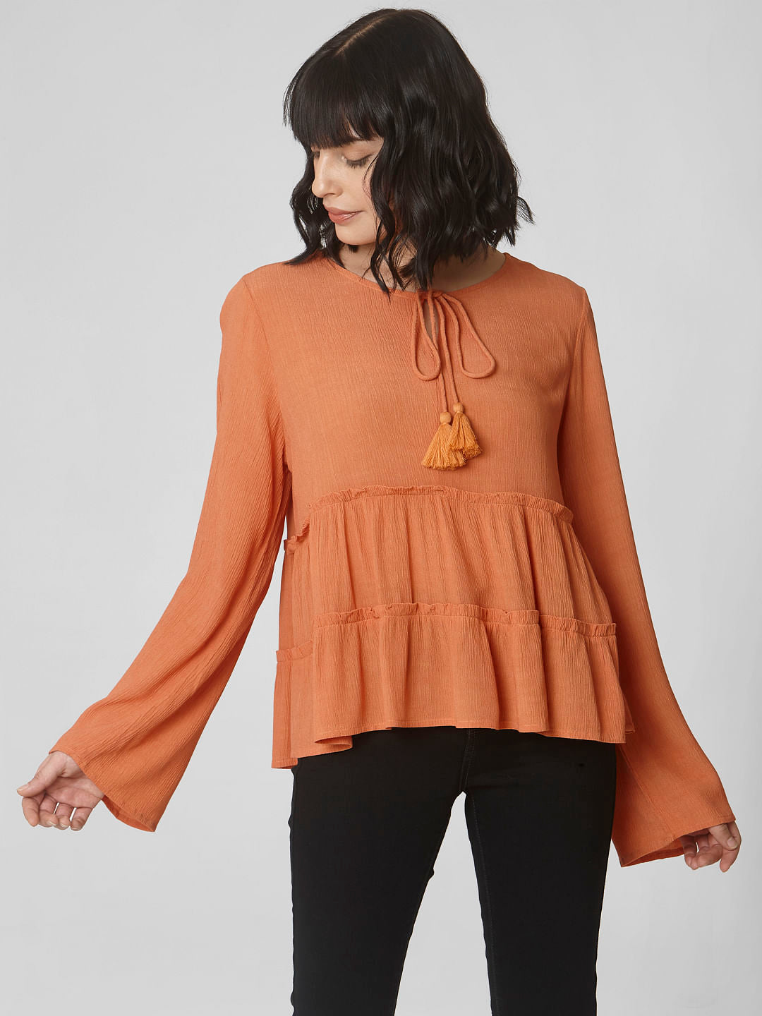 Light Orange Tiered Flared Top
