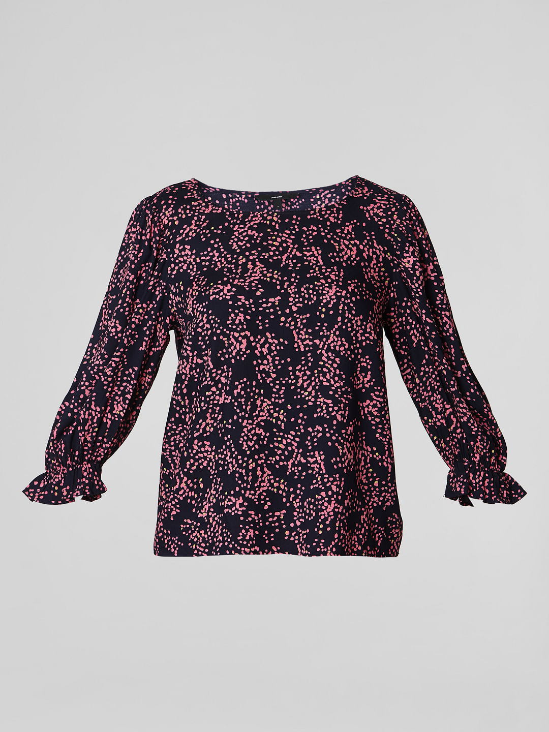 Navy Blue Abstract Print Top