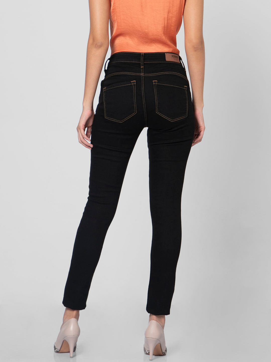 Black Mid Rise Skinny Jeans