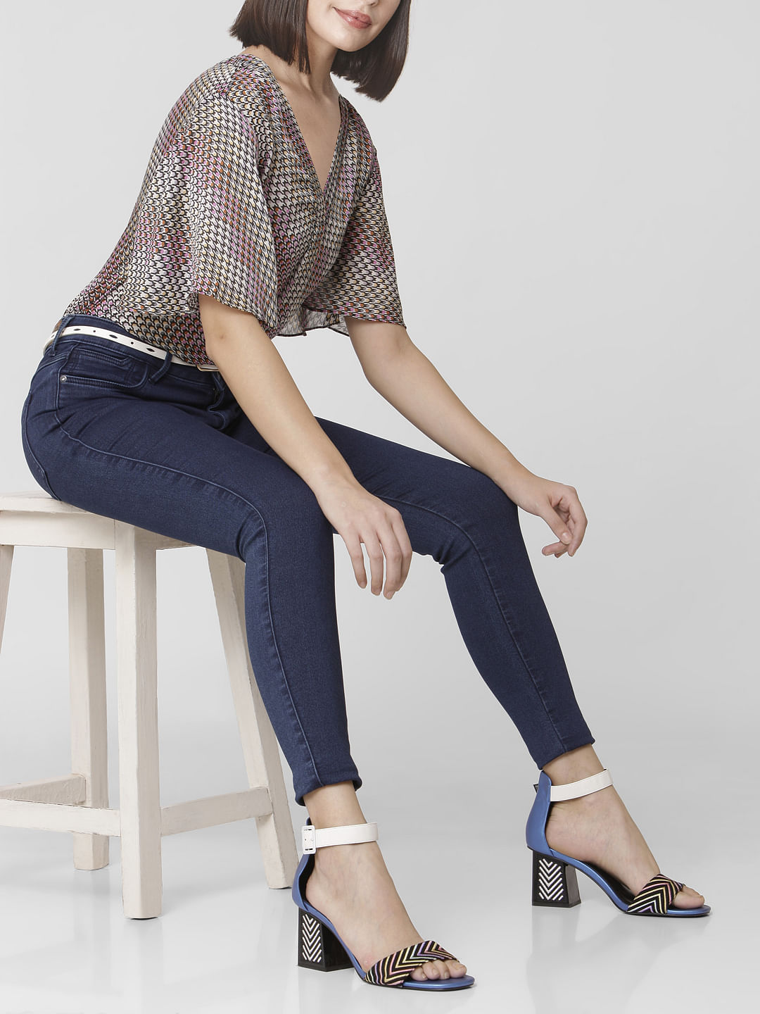 Blue Mid Rise Skinny Jeans