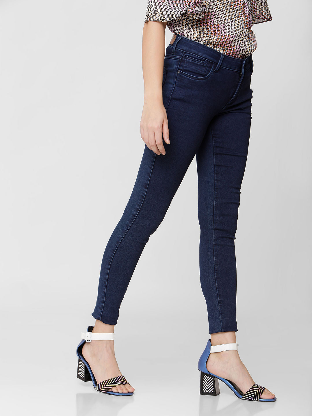 Blue Mid Rise Skinny Jeans