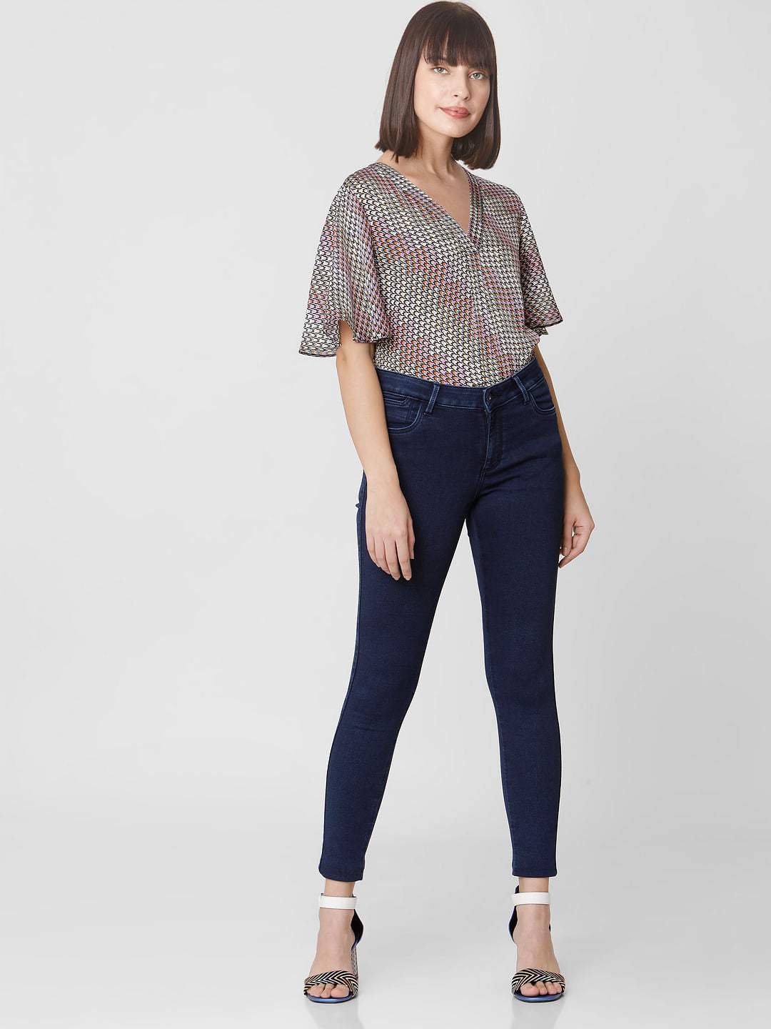 Blue Mid Rise Skinny Jeans