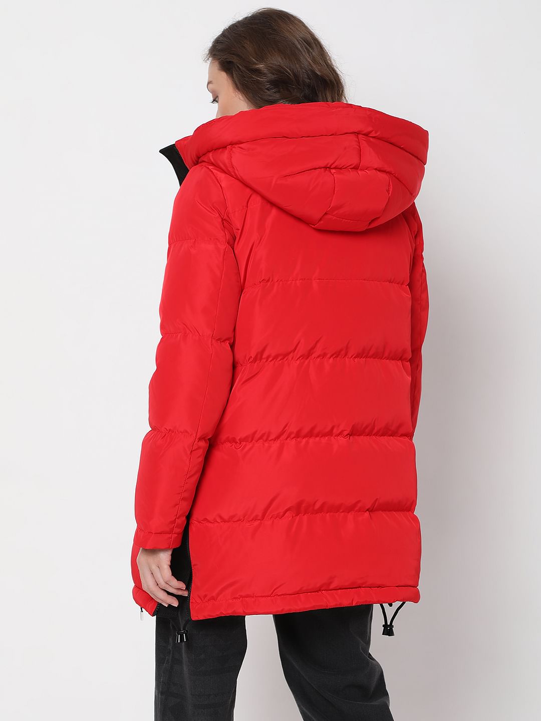 Red Quilted Down Puffer Jacket