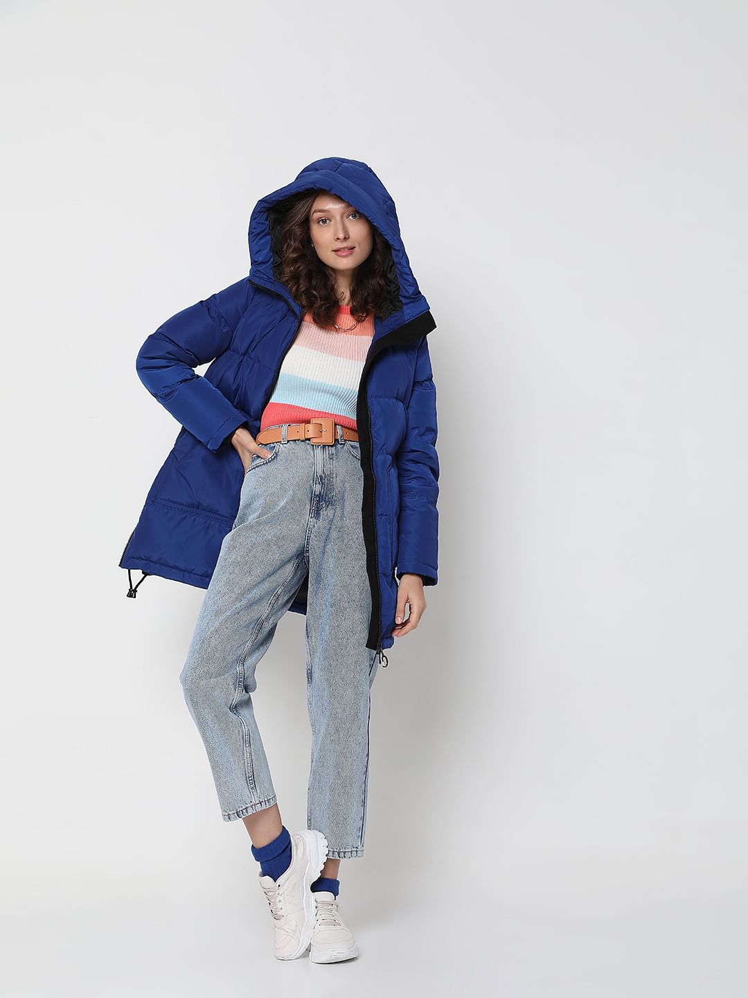 Blue Quilted Down Puffer Jacket