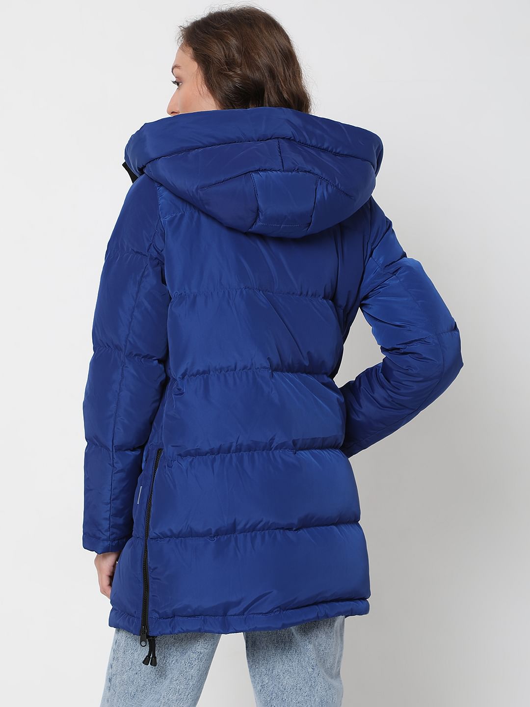 Blue Quilted Down Puffer Jacket