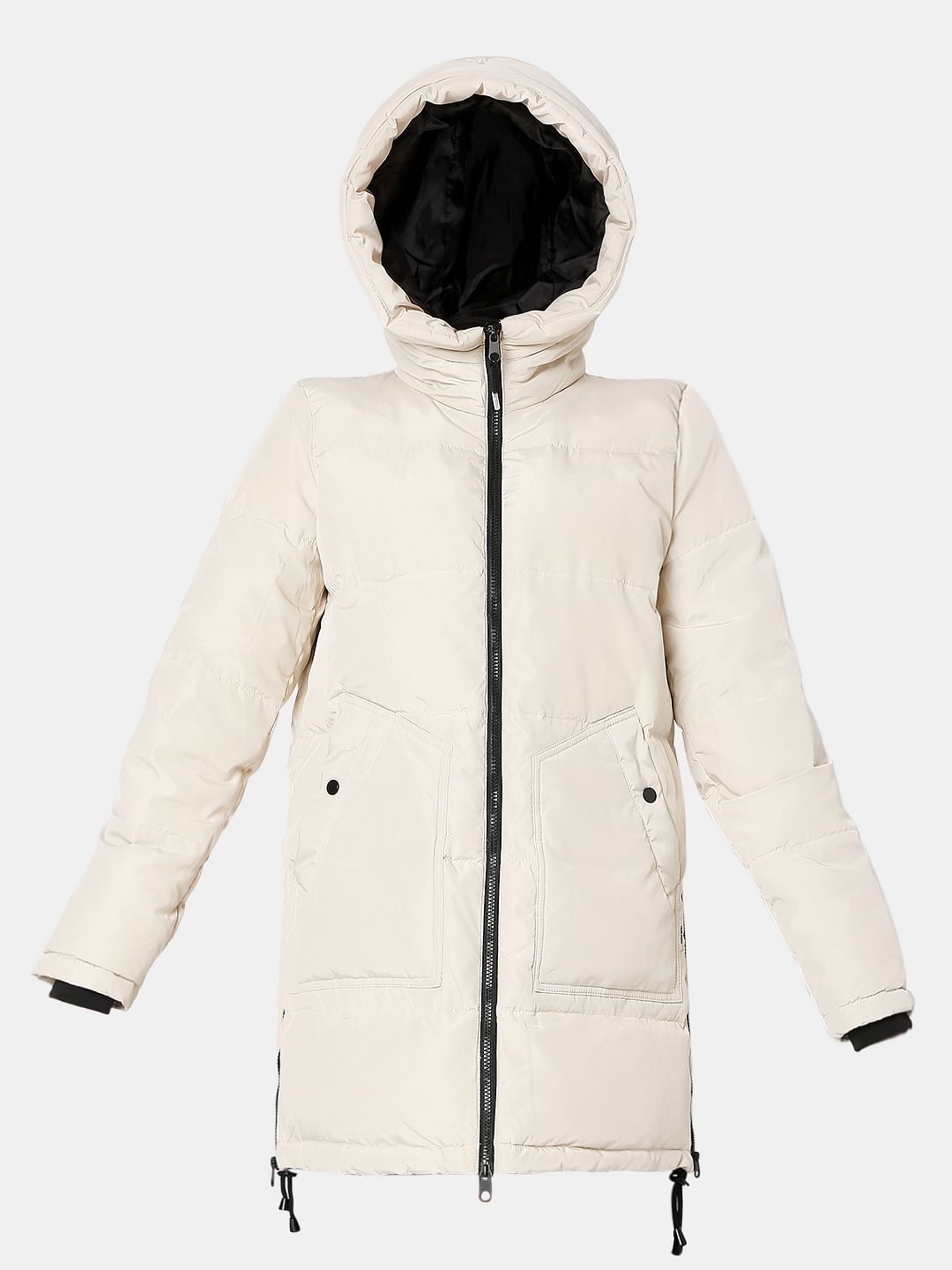 Beige Hooded Puffer Jacket