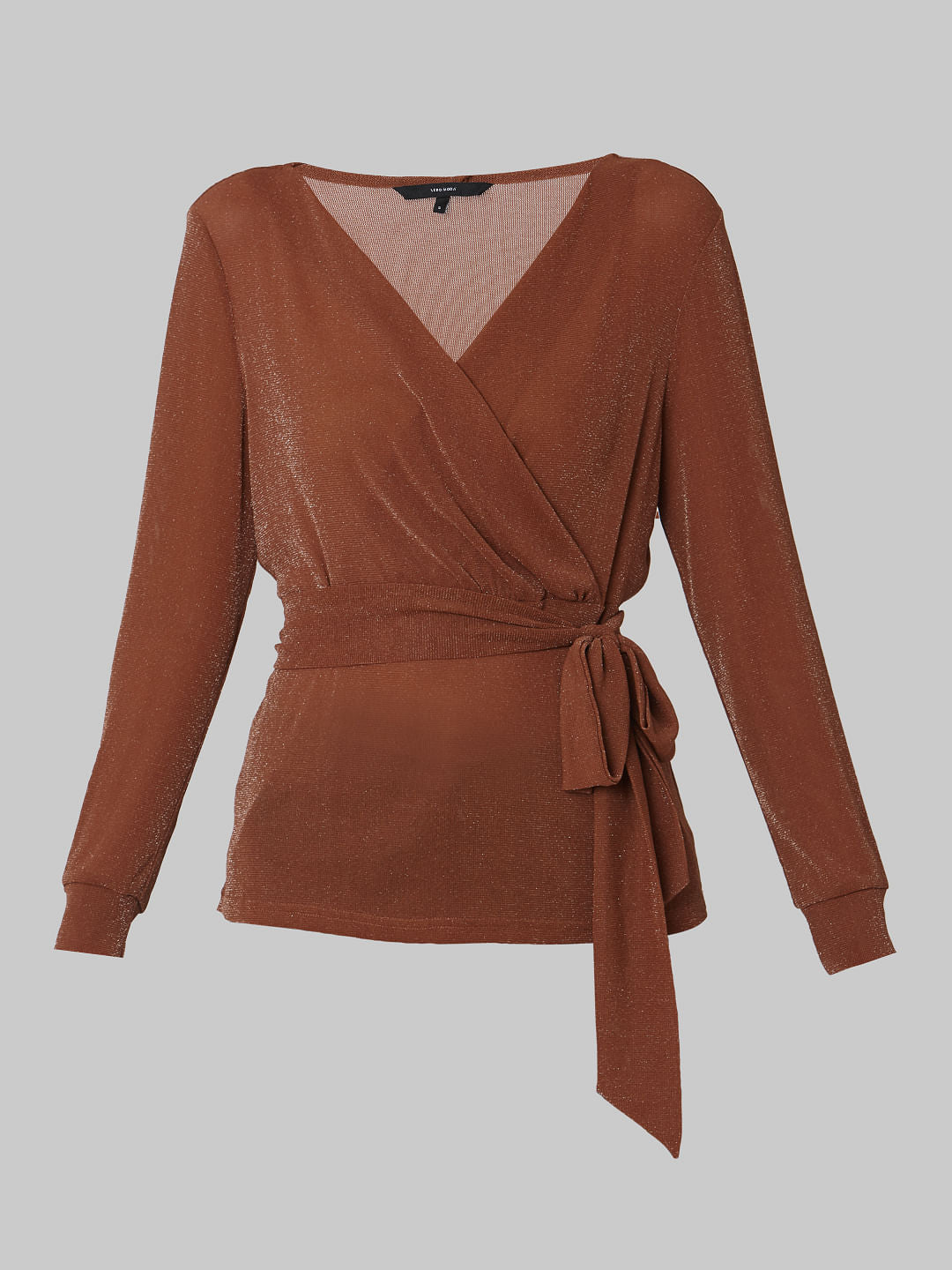 Brown Shimmer Belted Top