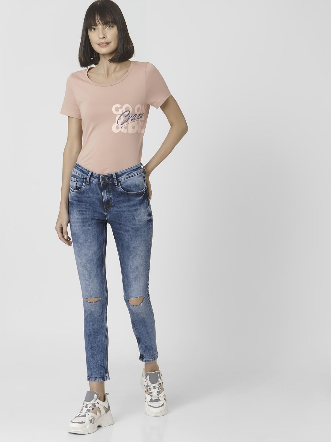 Blue Mid Rise Skinny Jeans