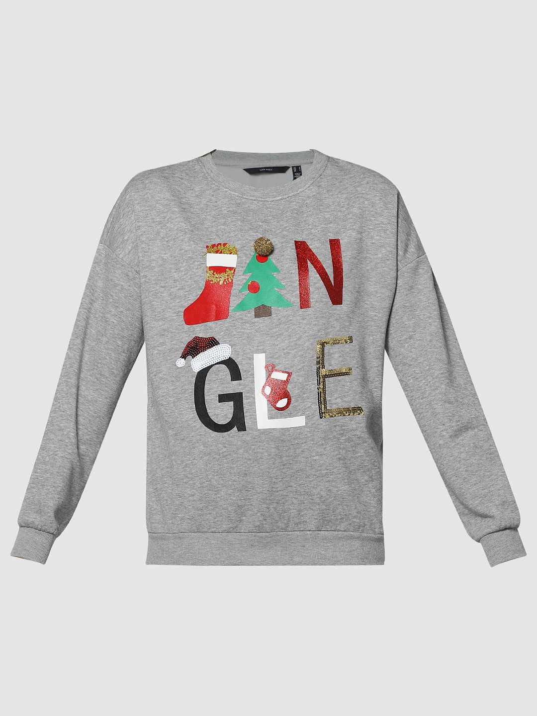Grey Jingle Graphic Print Sweatshirt