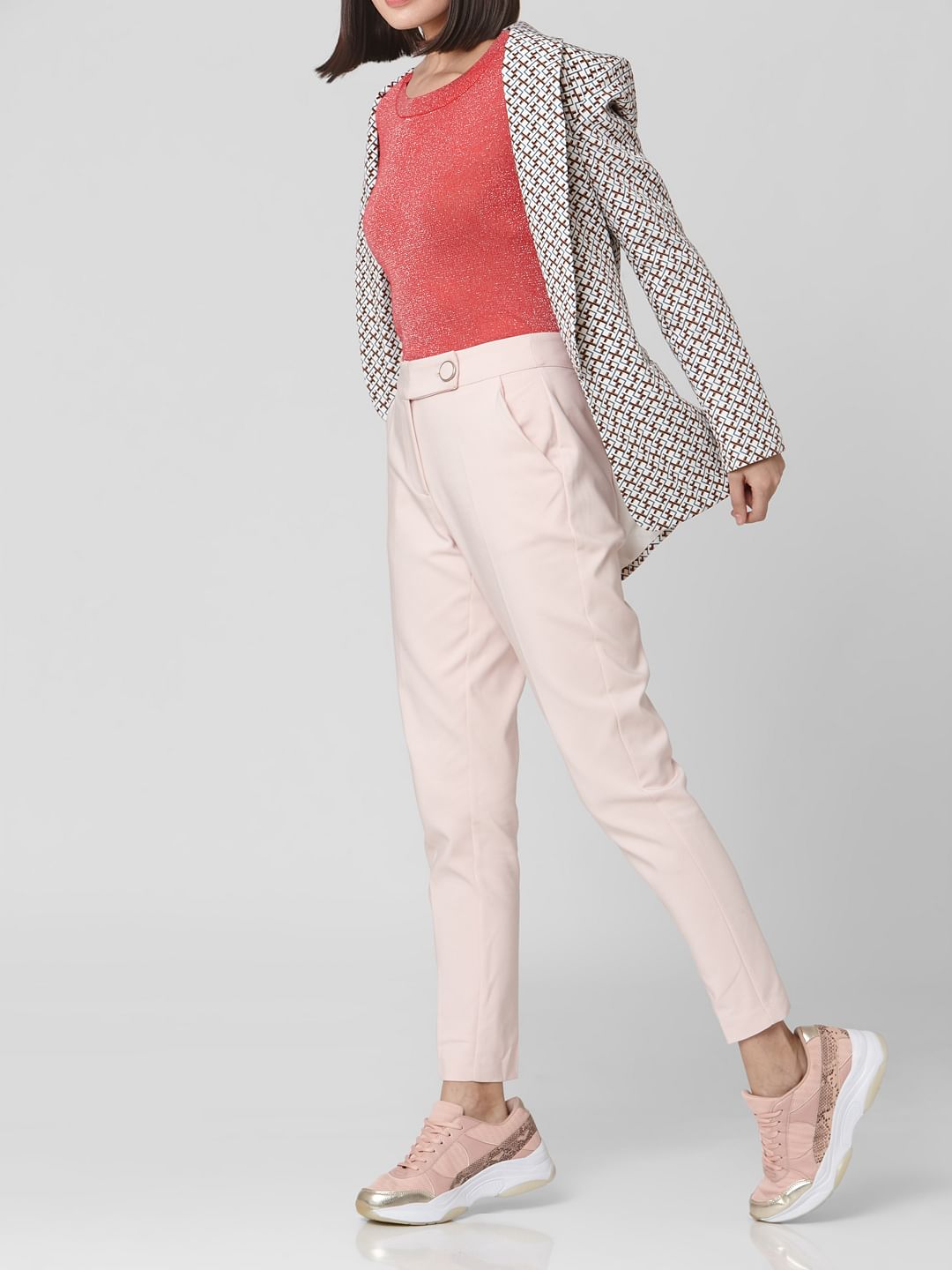 Pink Mid Rise Pants