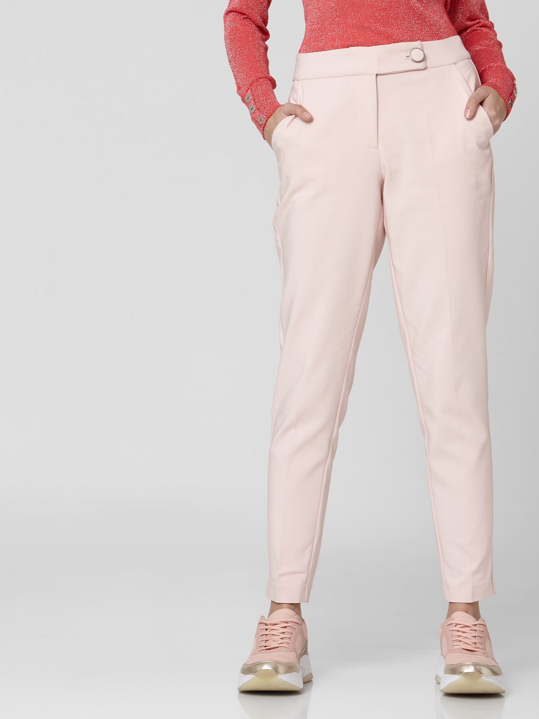 Pink Mid Rise Pants