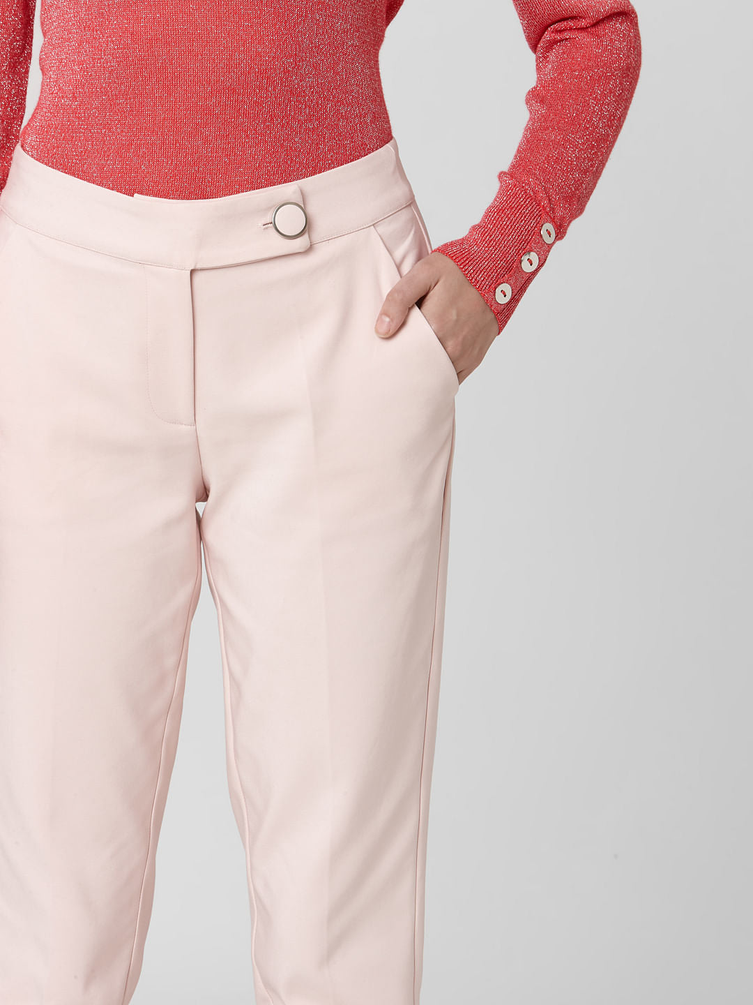 Pink Mid Rise Pants