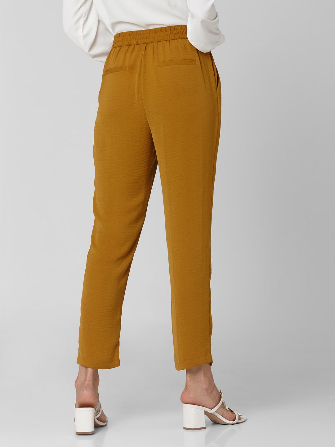 Brown Mid Rise Elasticated Waist Pants