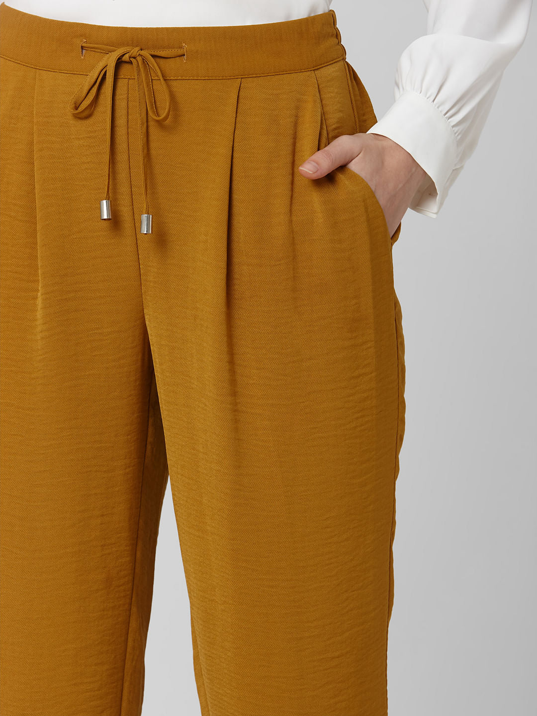 Brown Mid Rise Elasticated Waist Pants