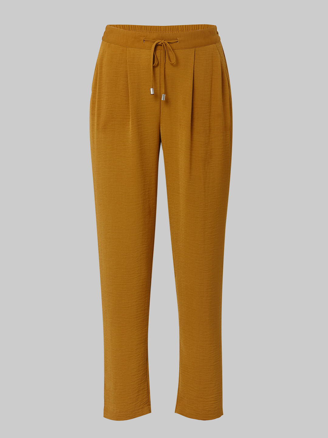 Brown Mid Rise Elasticated Waist Pants