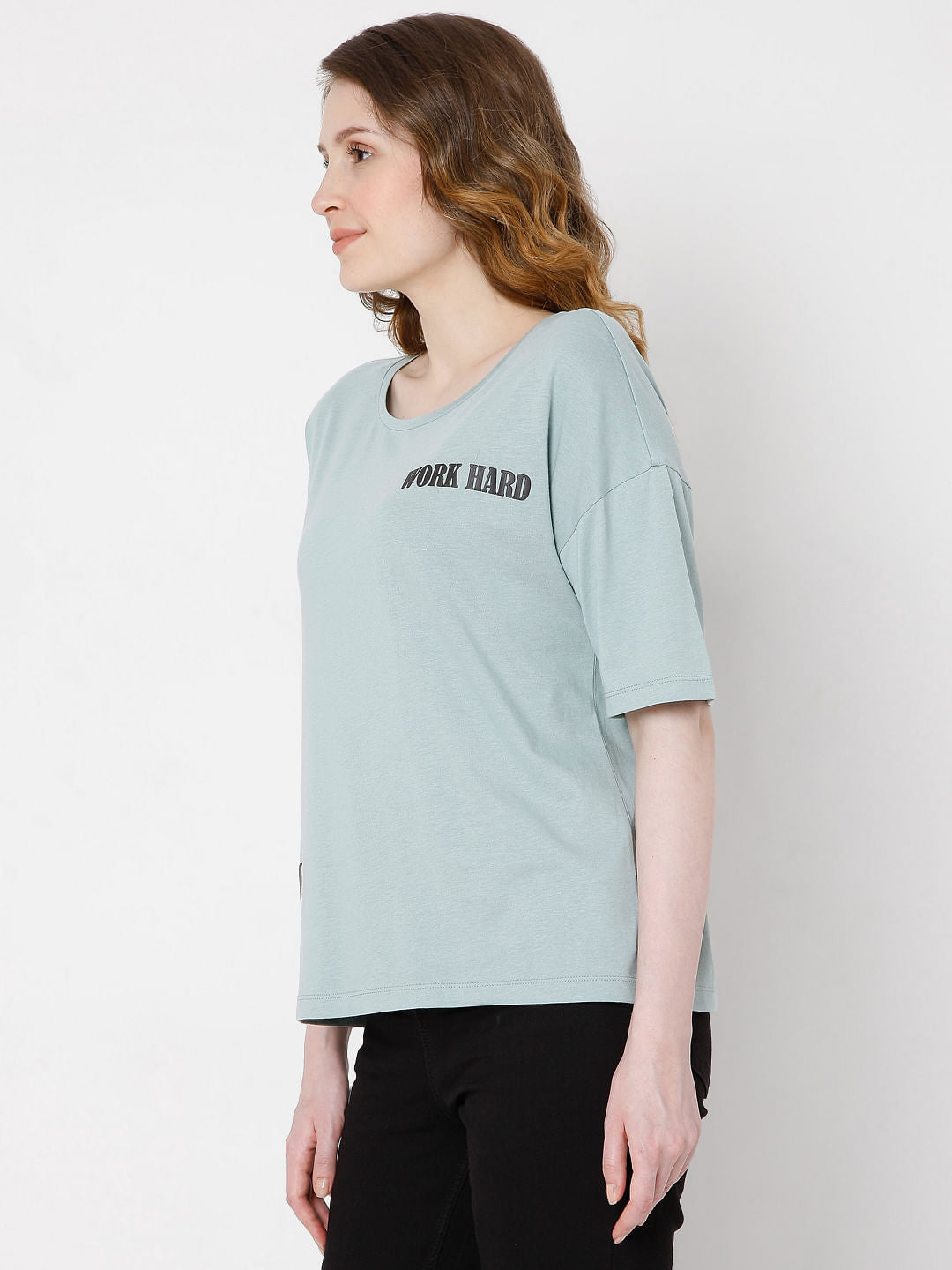 Green Text Print T-Shirt