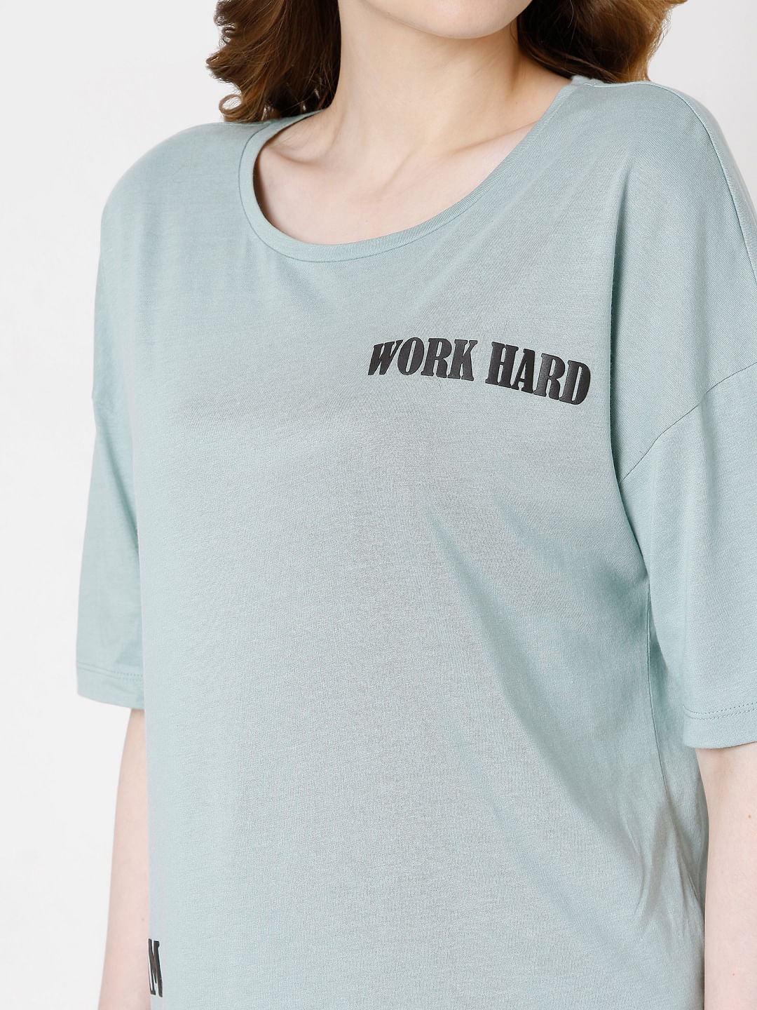 Green Text Print T-Shirt