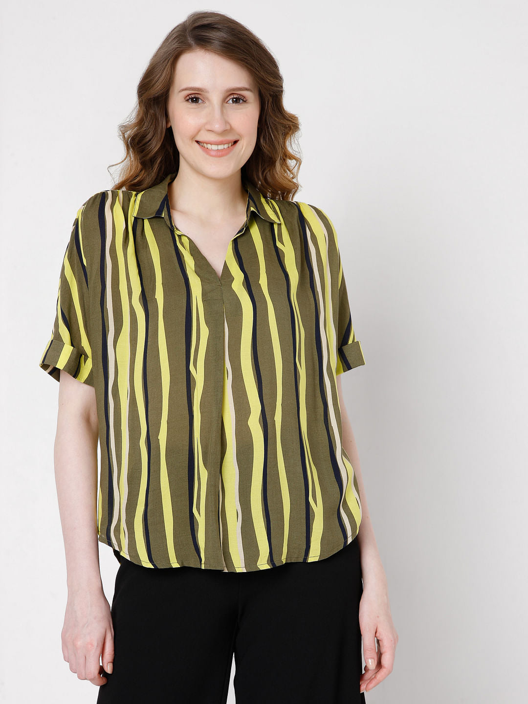 Green Vertical Stripe Top