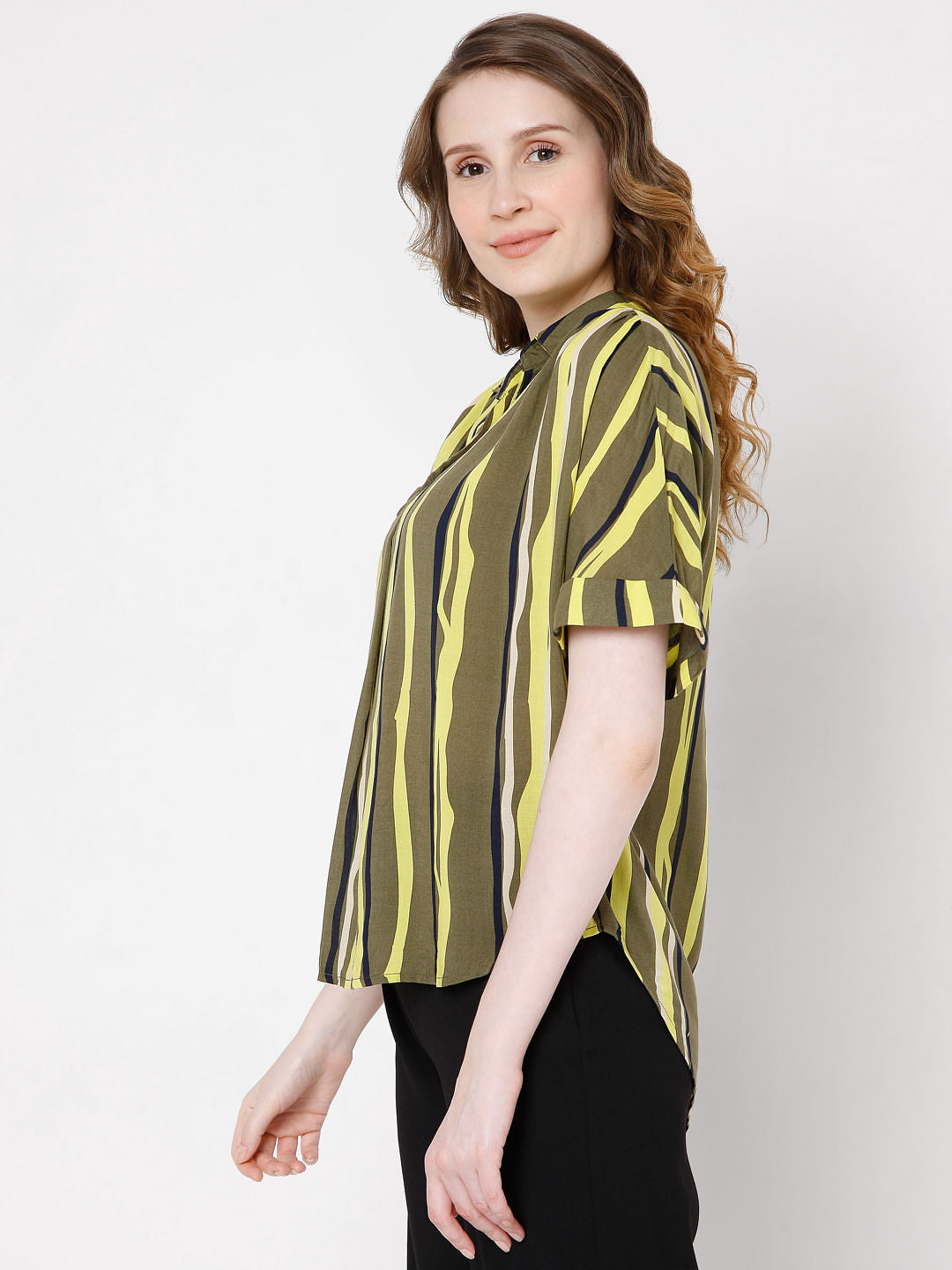 Green Vertical Stripe Top