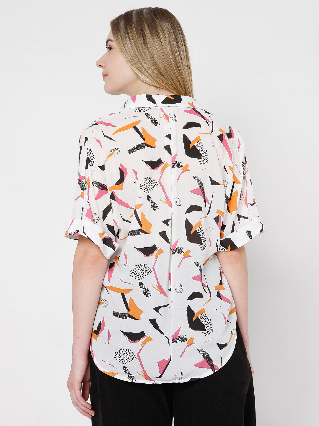 White Abstract Print Shirt