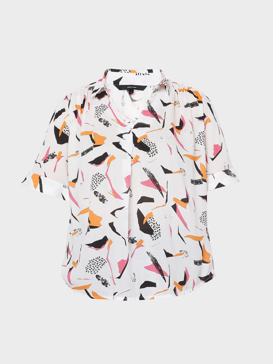 White Abstract Print Shirt