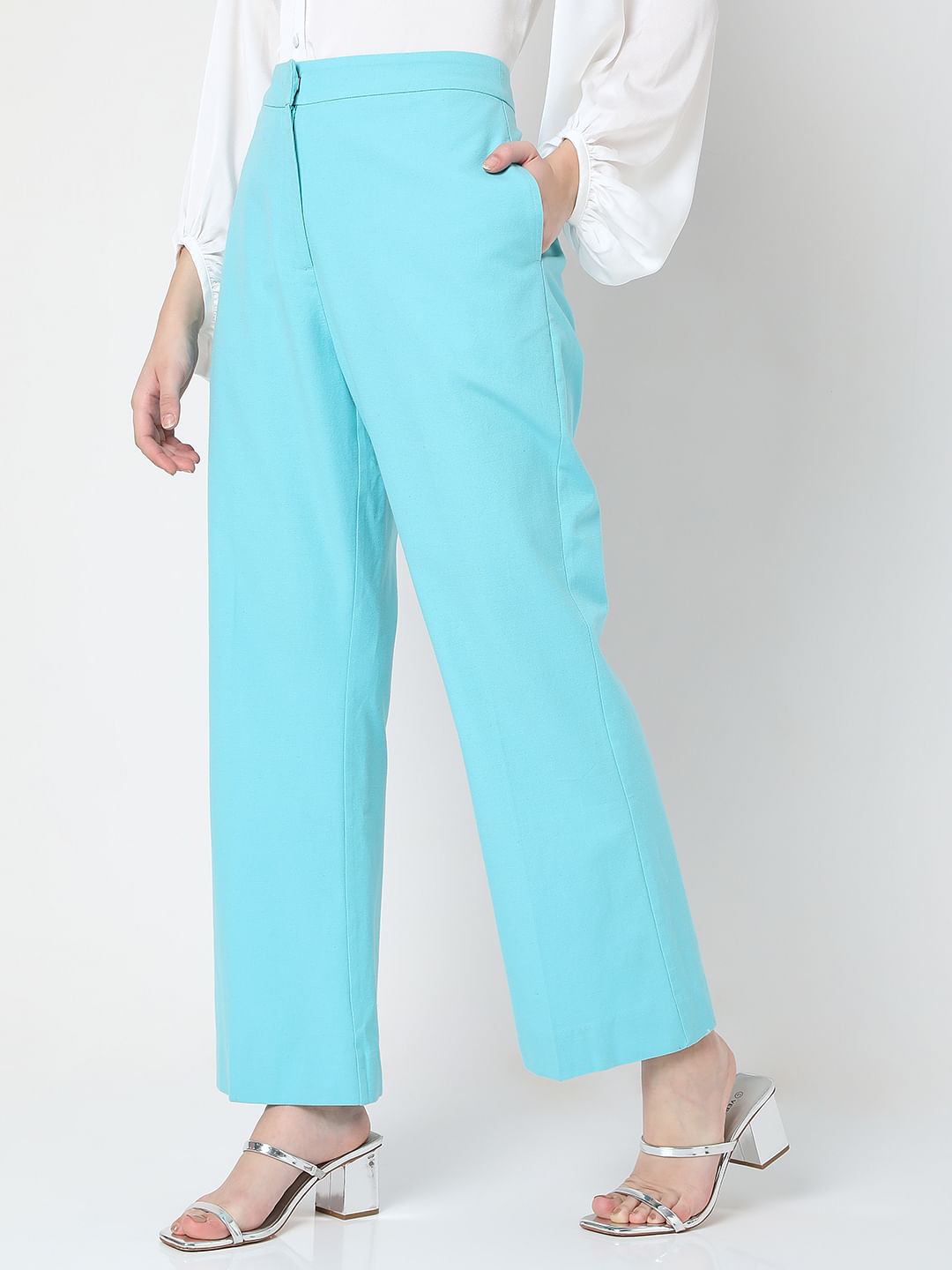 Blue High Rise Tailored Co-Ord Set Pants