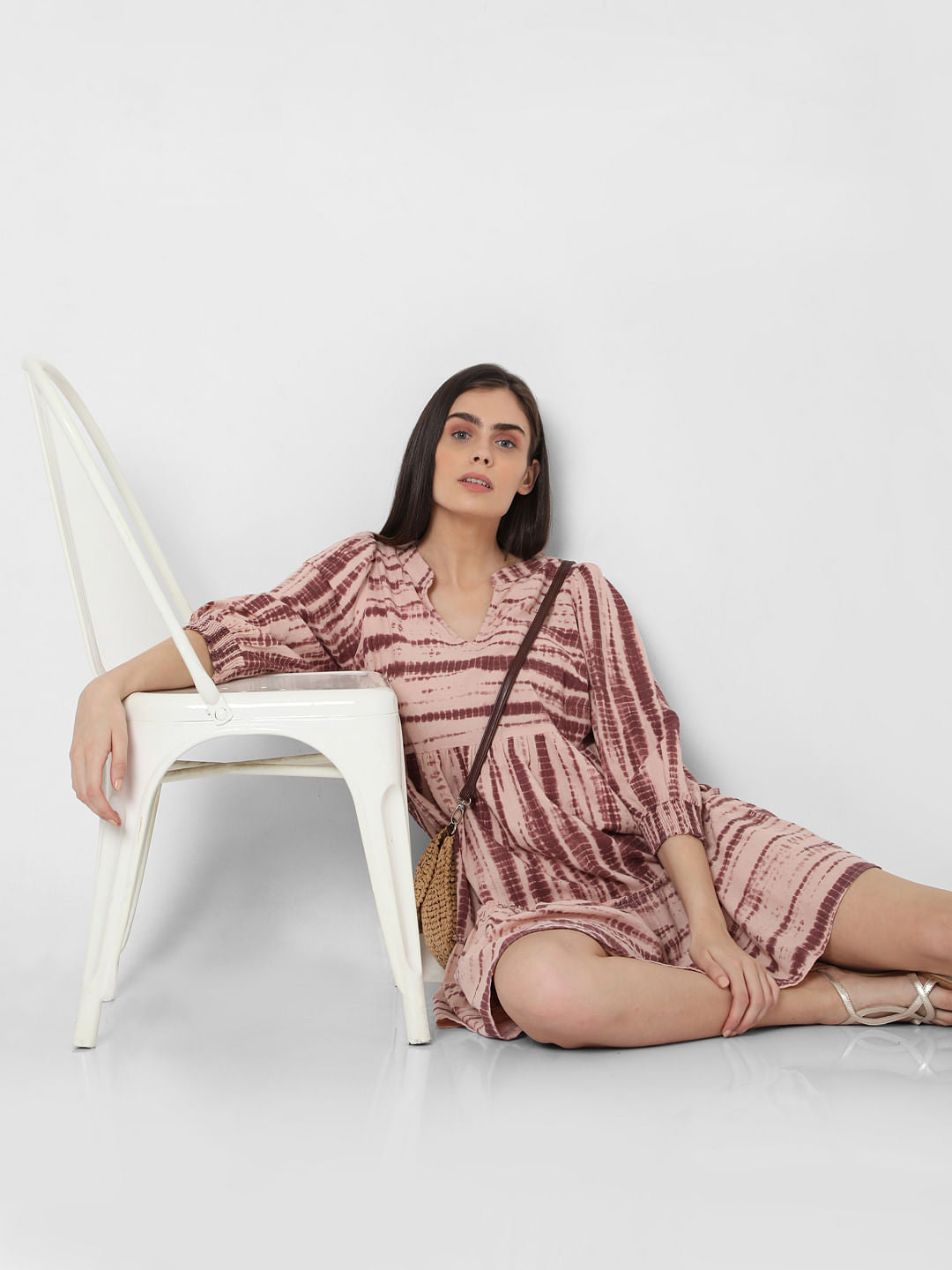 Pink Organic Cotton Tie Dye Tiered Dress