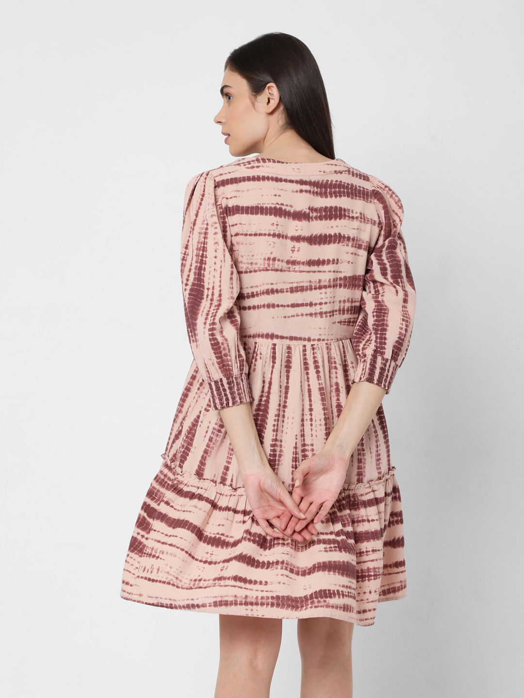 Pink Organic Cotton Tie Dye Tiered Dress