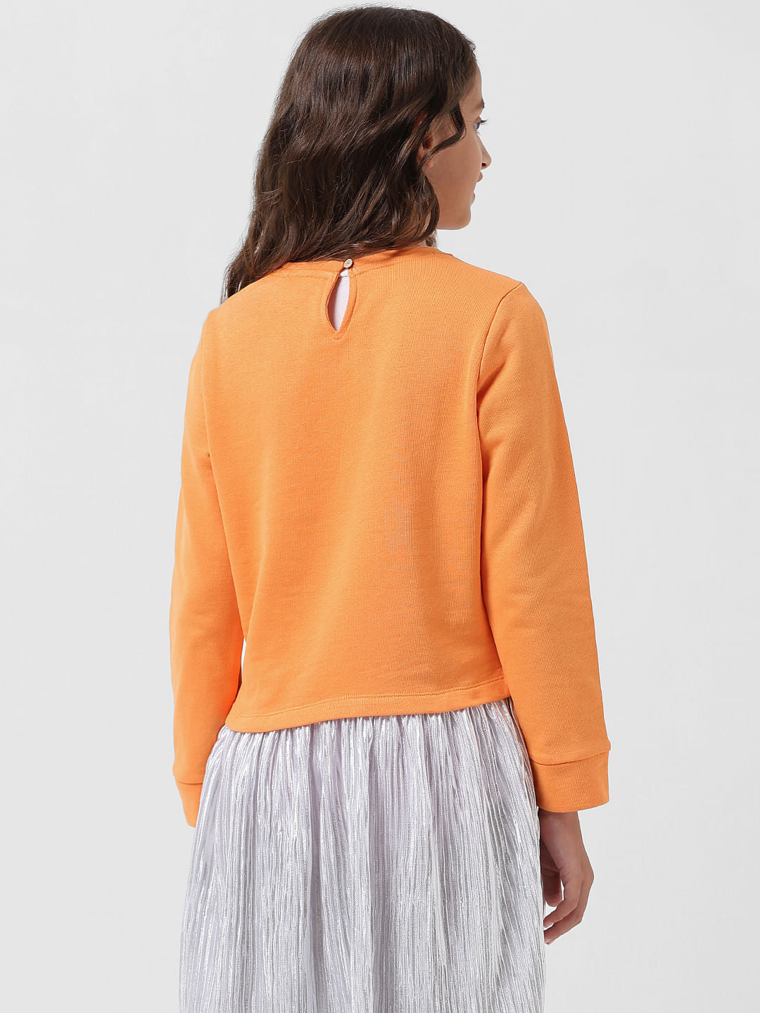 Girl Orange Printed Sweatshirt Dress