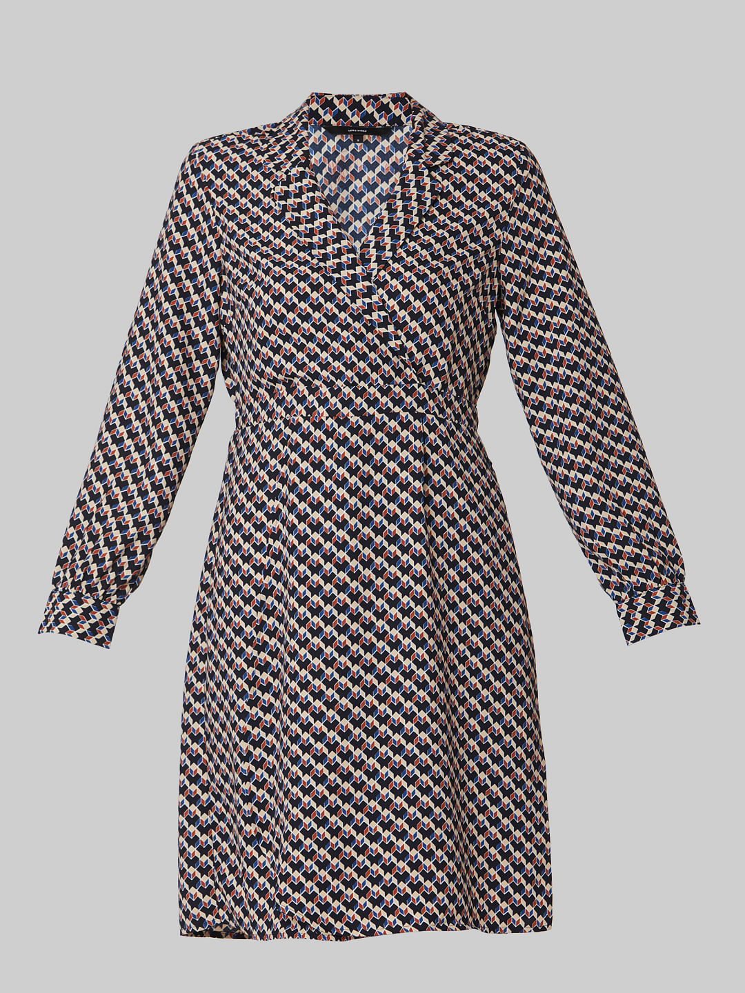 Multi-Coloured Abstract Print Fit & Flare Dress