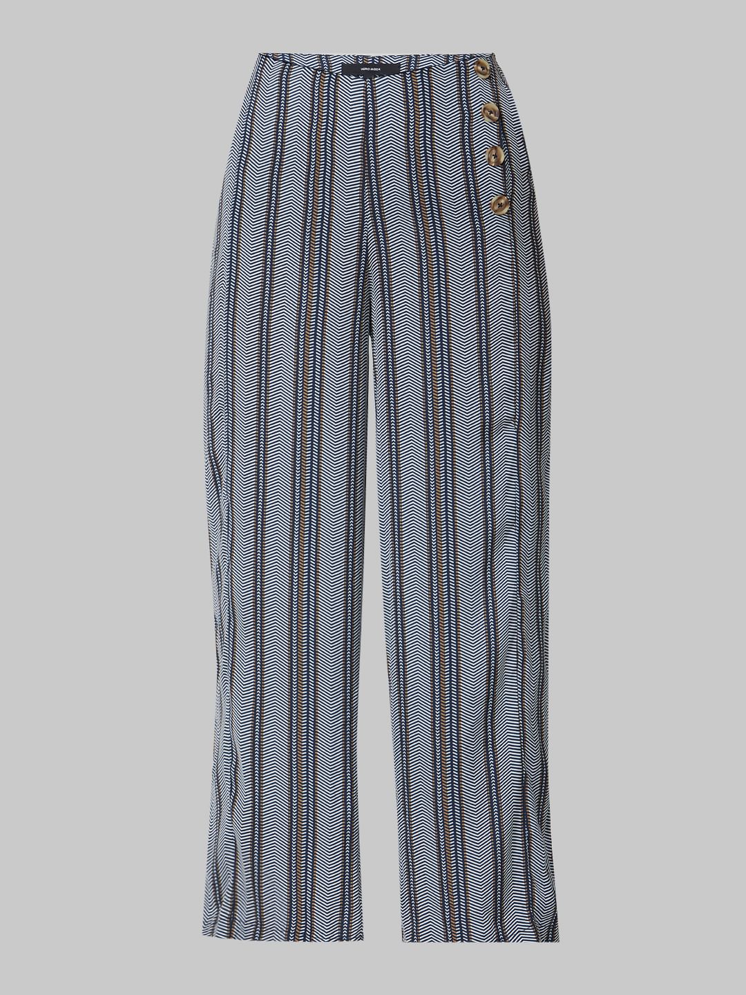 Navy Blue High Rise Striped Pants
