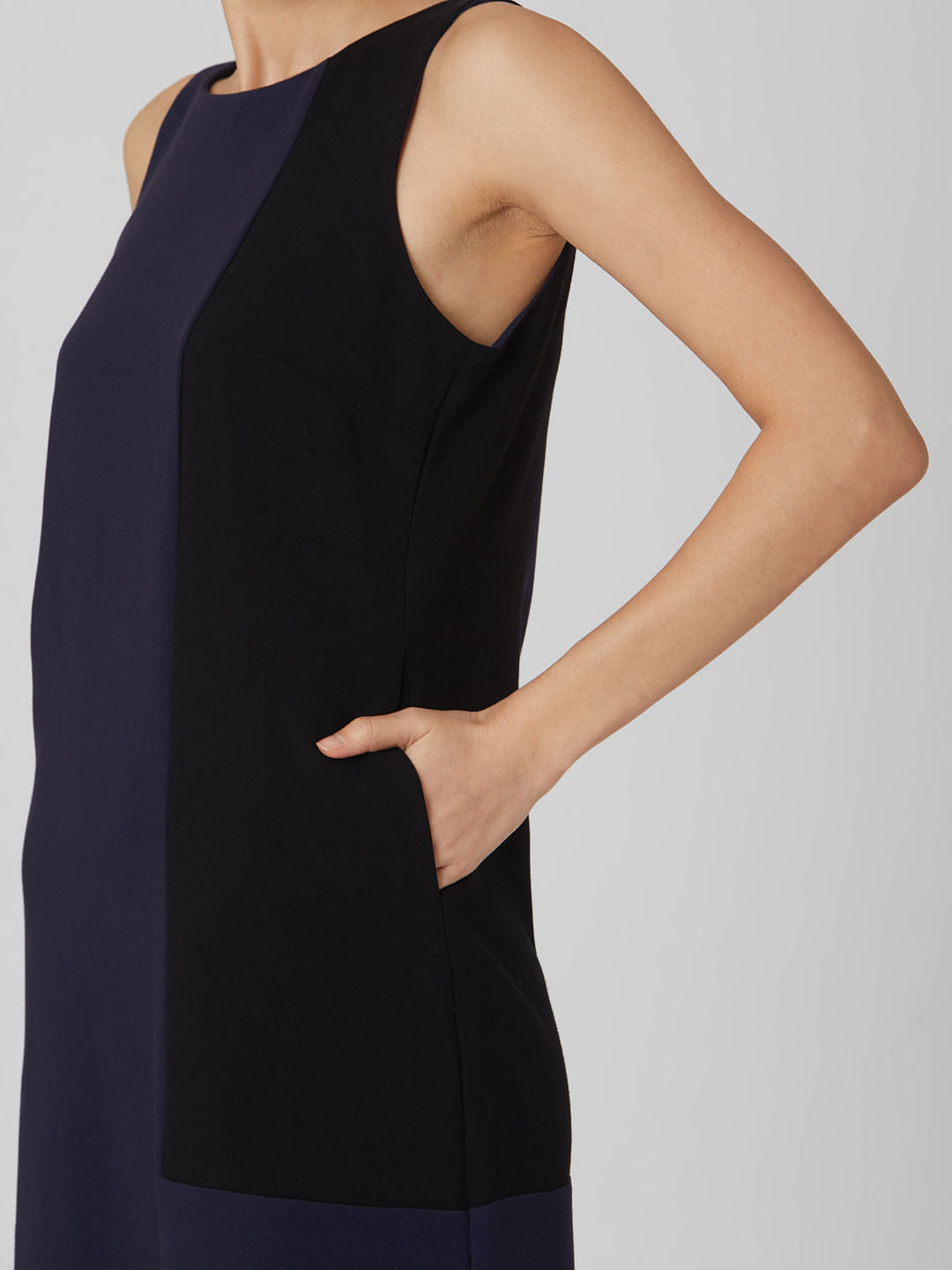 Blue Colourblocked Shift Dress