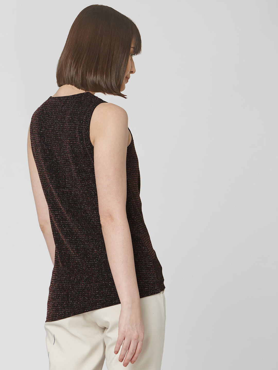 Black Shimmer Front Knot Top