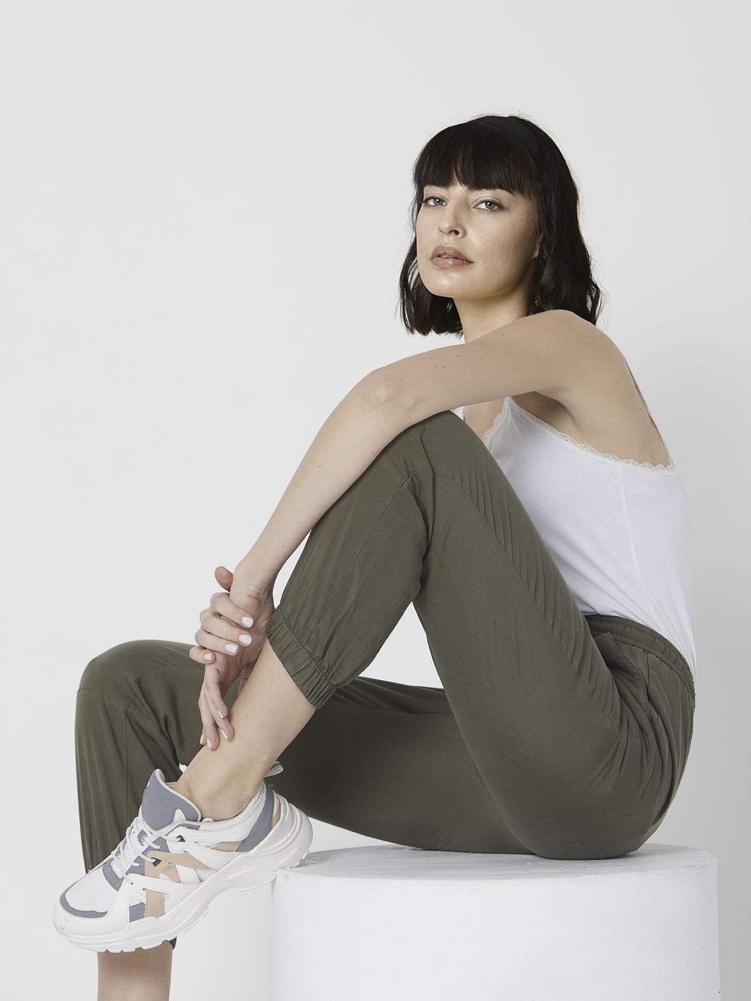 Green Mid Rise Pants